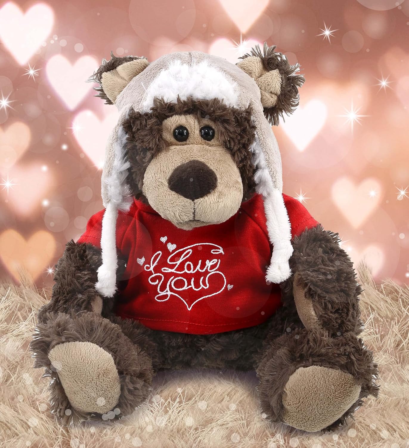 DolliBu I Love You Grizzly Bear Plush with Clothes