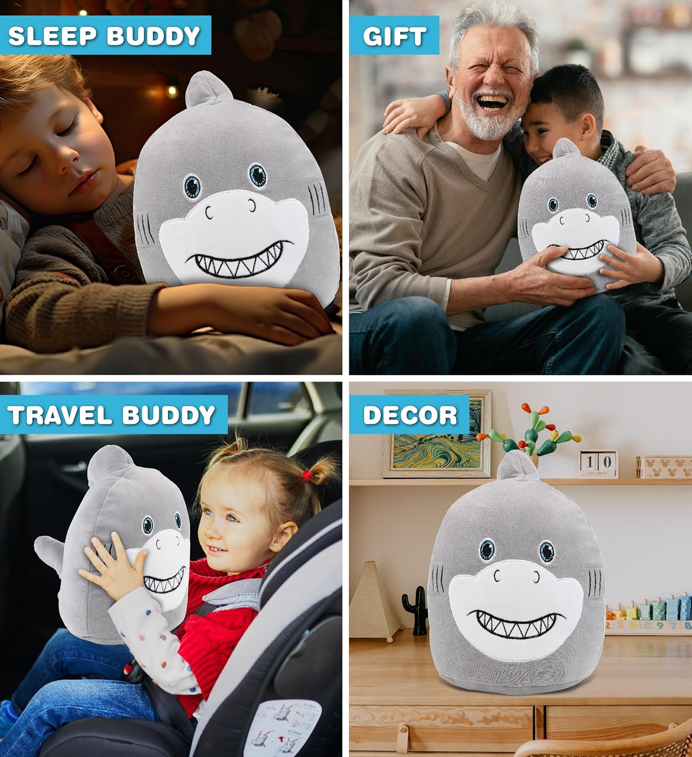 DolliBu Snug-Mooshies Shark Plush 10 Inch