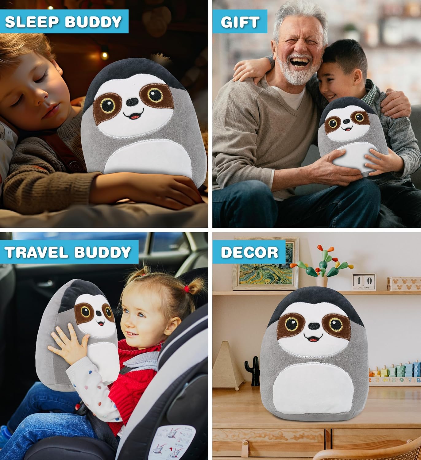 DolliBu Snug-Mooshies Sloth Plush Toy - 10 Inch