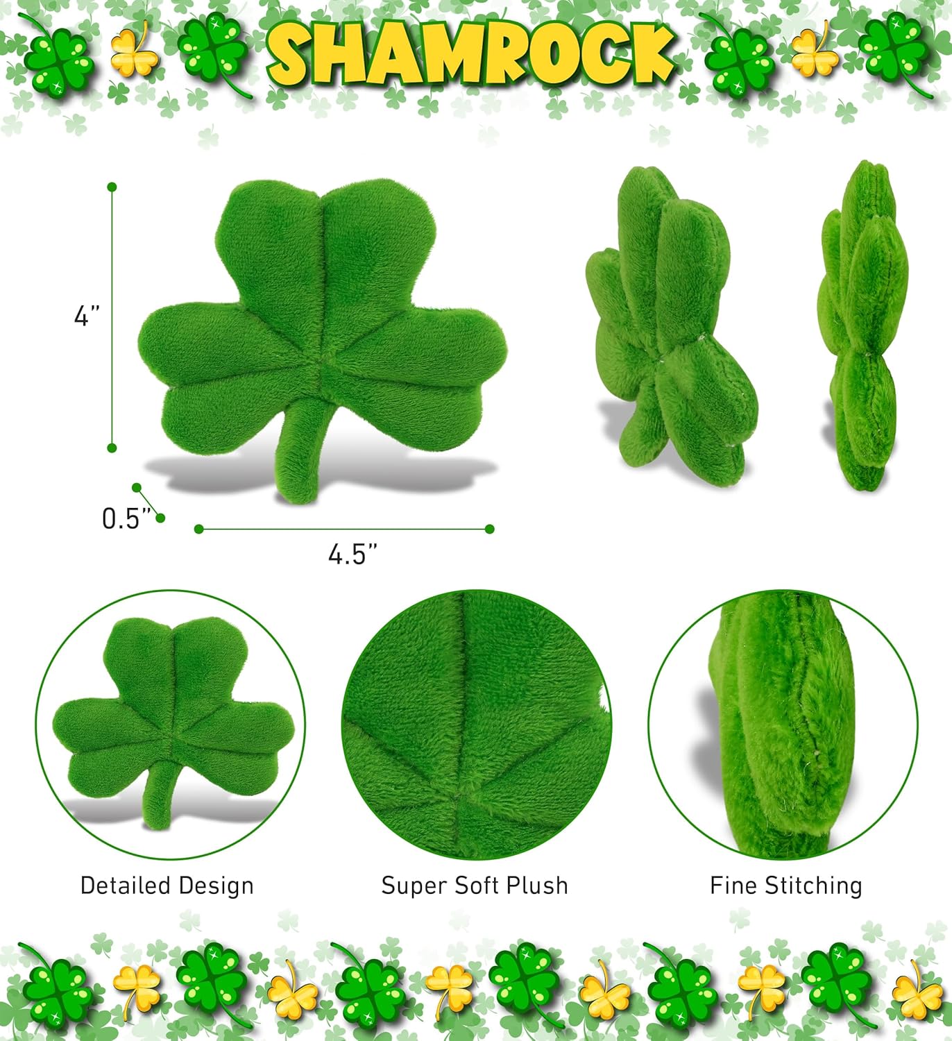 DolliBu Green Shamrock Plush Toy - 4 Inches