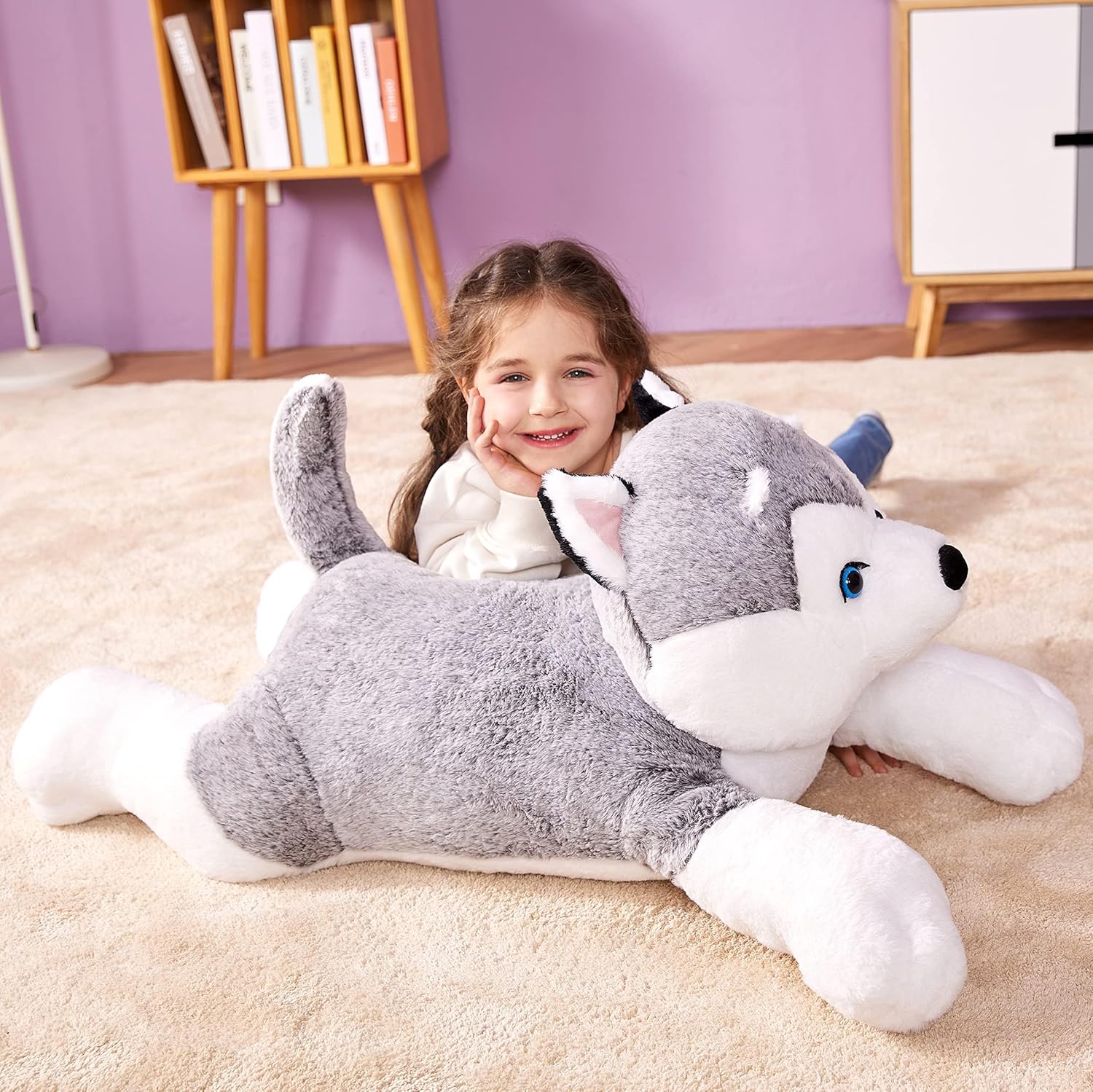 IKASA Giant Husky Plush Toy 30 Inch Big Size Stuffed Animal