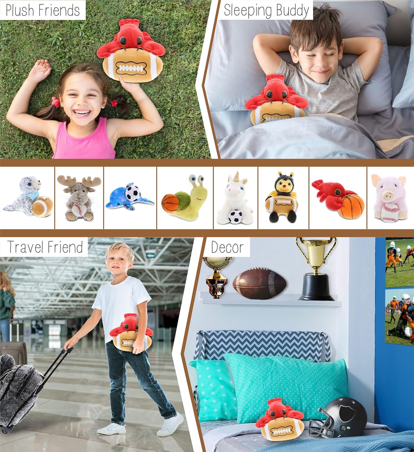 Dolli Bu Big Eye Lobster Plush with Football