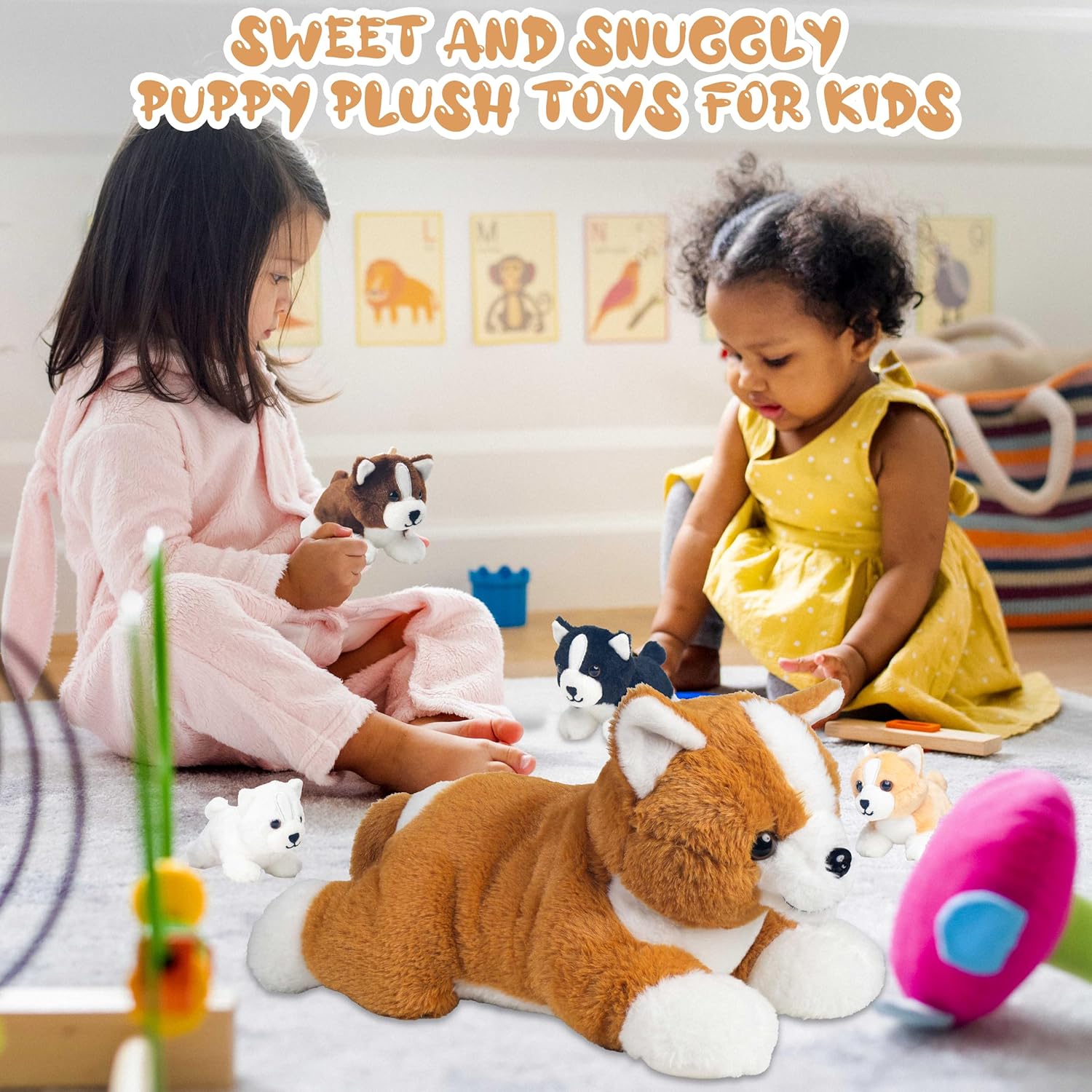 5 Pieces Dog Stuffed Animal Set with Babies