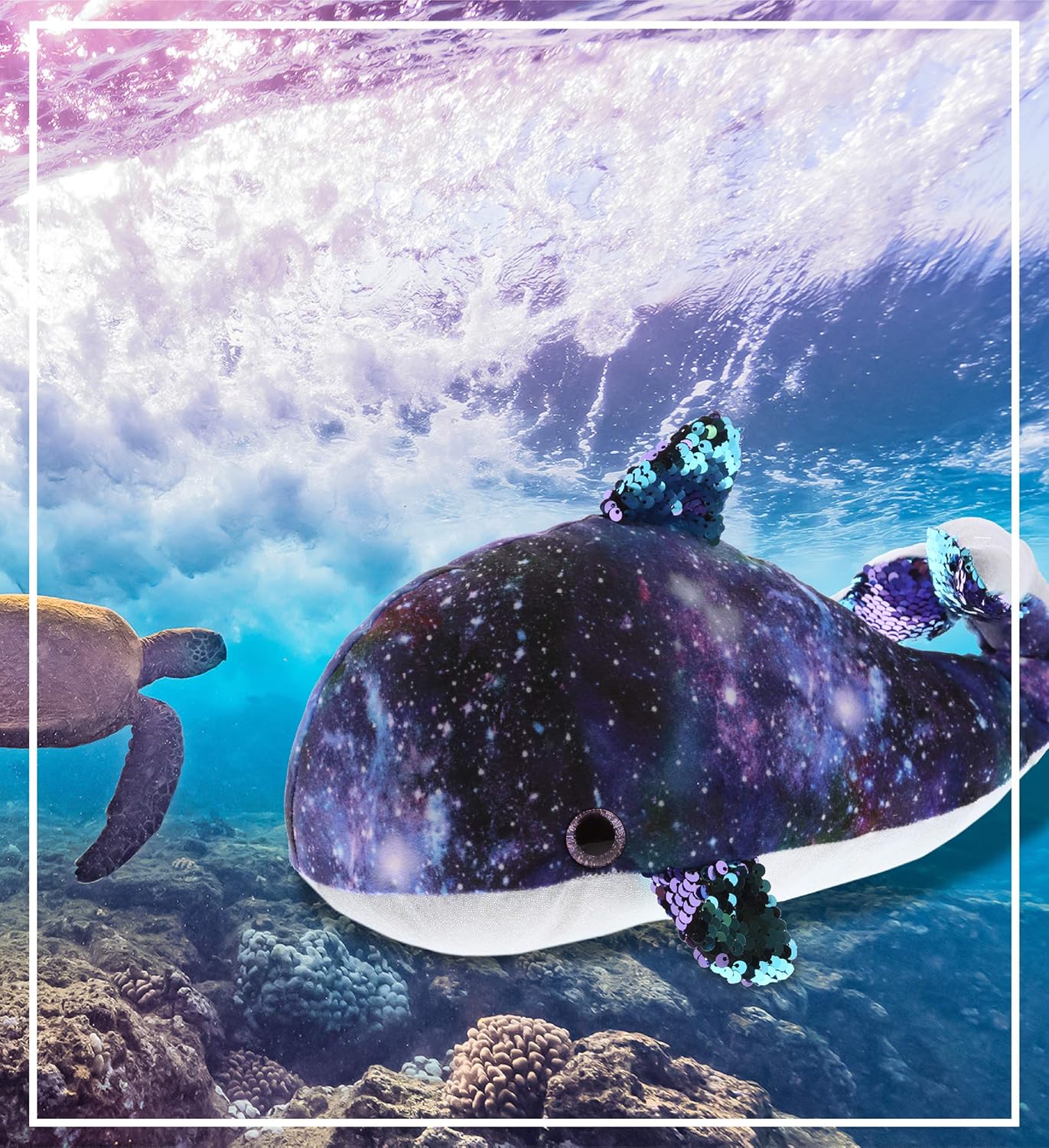 DolliBu Whale Sequin Space Plush Toy 13 Inch
