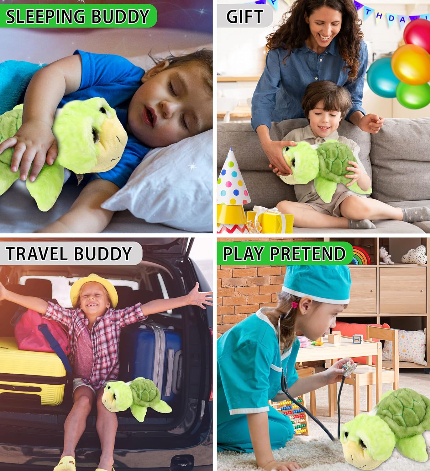 DolliBu 11 Inch Plush Sea Turtle - Huggable Cuddle Toy for Kids Adults