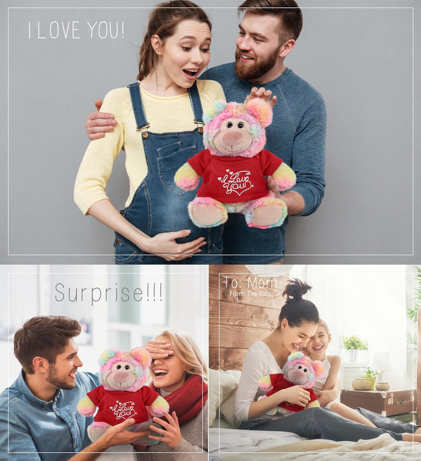 DolliBu I Love You Rainbow Bear Plush - 9 Inches